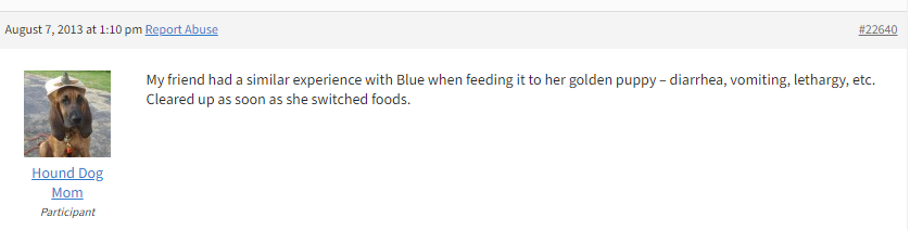 blue buffalo puppy food diarrhea