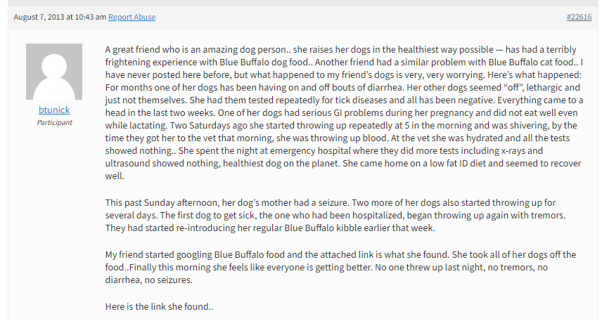 blue buffalo puppy food diarrhea